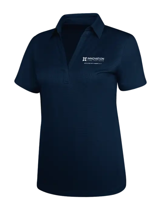 Navy Womens Performance Fine Jacquard Polo w/Innovation Care Partners Logo