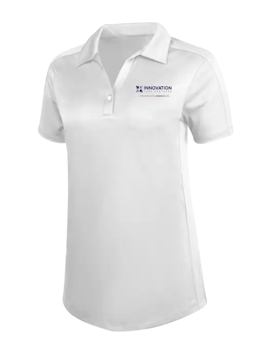 Womens White Diamond Jacquard Polo w/Innovation Care Partners Logo