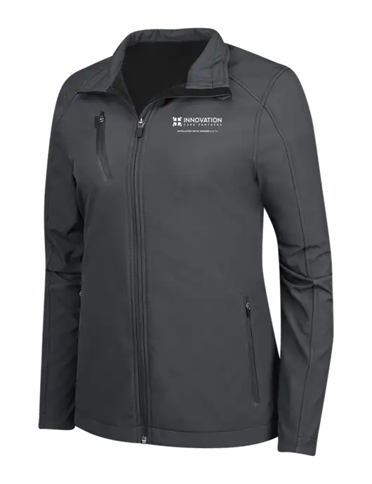 Dark Grey Womens Welded Softshell Jacket w/Innovation Care Partners Logo
