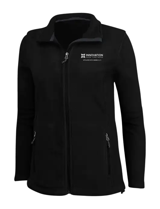 Womens Black Fleece Jacket w/Innovation Care Partners Logo