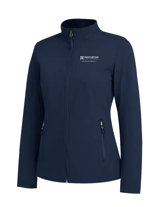 Navy Womens Core Soft Shell Jacket w/Innovation Care Partners Logo