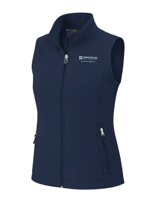 Navy Womens Core Soft Shell Vest w/Innovation Care Partners Logo