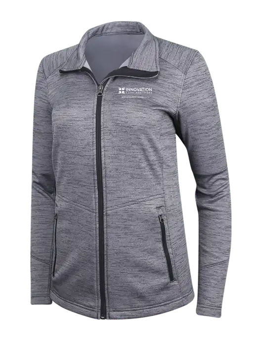 Medium Grey Womens Digi Stripe Fleece Jacket w/Innovation Care Partners Logo
