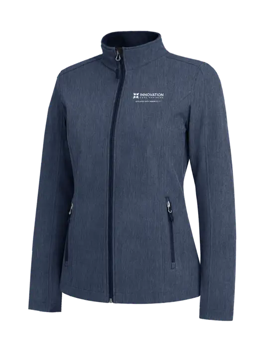 Navy Heather Womens Core Soft Shell Jacket w/Innovation Care Partners Logo