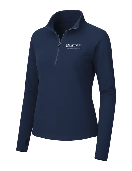 Womens Navy Microfleece 1/2 Zip Pullover w/Innovation Care Partners Logo