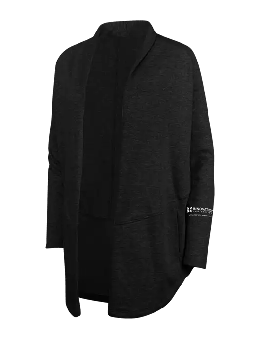 Deep Black/Charcoal Heather Womens Interlock Cardigan w/Innovation Care Partners Logo