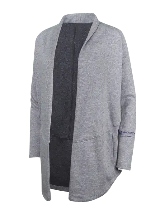 Medium Heather Grey/Char Heather Womens Interlock Cardigan w/Innovation Care Partners Logo