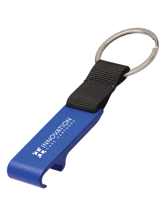 Blue Bottle Opener & Key Ring w/Innovation Care Partners Logo