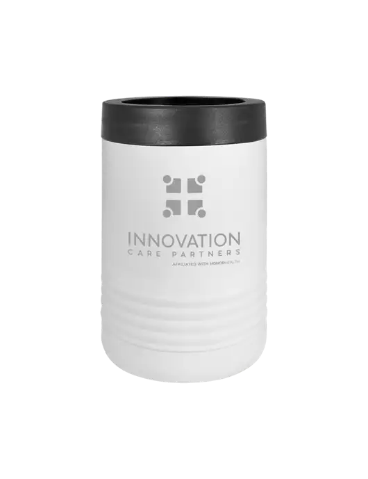 Polar Camel 12 oz Powder Coated White Vacuum Insulated Beverage Holder w/Innovation Care Partners Logo