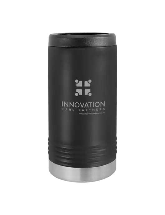 Polar Camel Powder Coated Black Vacuum Insulated Slim Beverage Holder w/Innovation Care Partners Logo