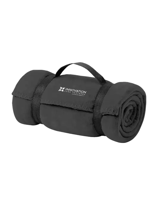 Casual Midnight Heather Fleece Blanket With Strap w/Innovation Care Partners Logo