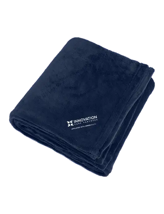 Oversized Deep Navy Ultra Plush Blanket w/Innovation Care Partners Logo