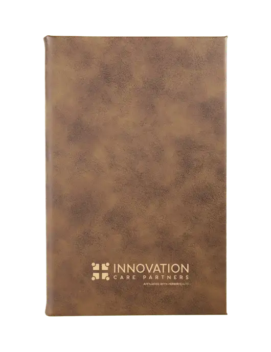 Rustic Leatherette 5.25 x 8.25 Journal w/Innovation Care Partners Logo