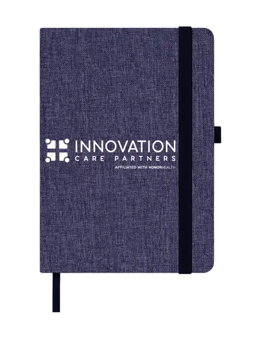Twill Navy Heathered 5 x 7 Journal w/Innovation Care Partners Logo