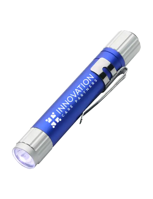 Blue Aluminum LED Penlight w/Innovation Care Partners Logo