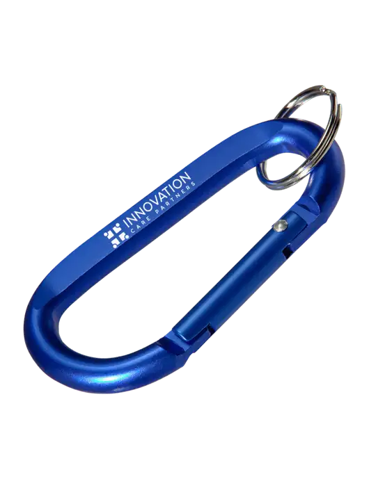 Blue Carabiner & Key Ring w/Innovation Care Partners Logo