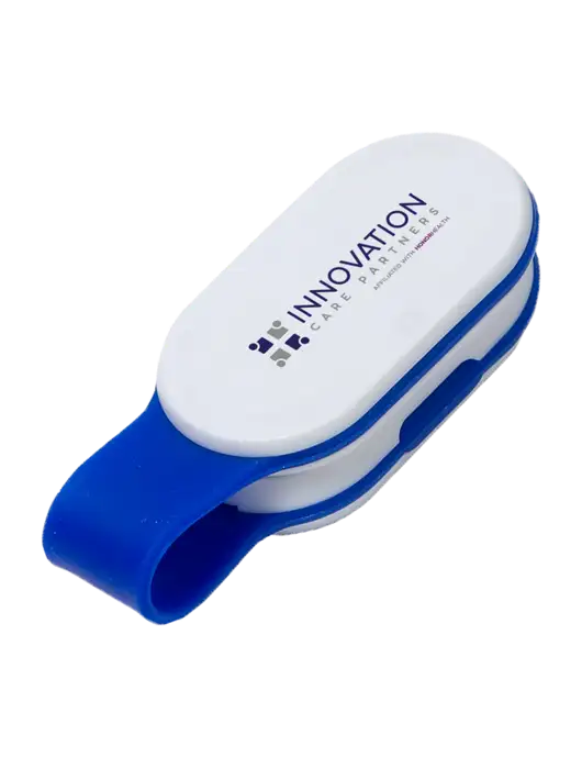 Magna Clip Blue Personal Safety Light w/Innovation Care Partners Logo