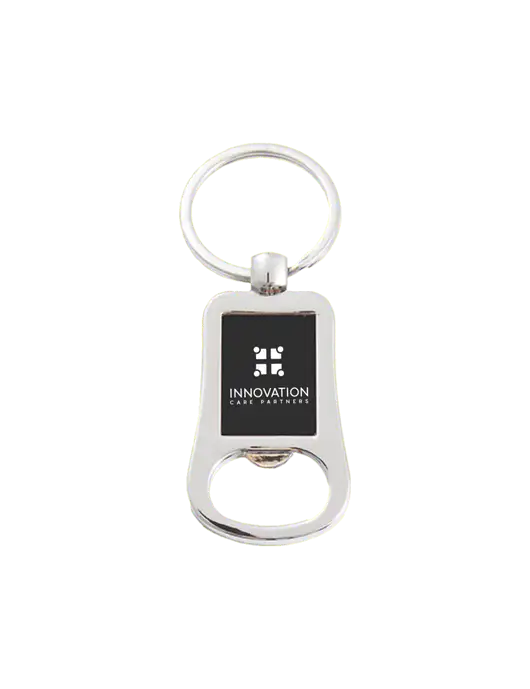 Silver & Black Bottle Opener Keychain w/Innovation Care Partners Logo