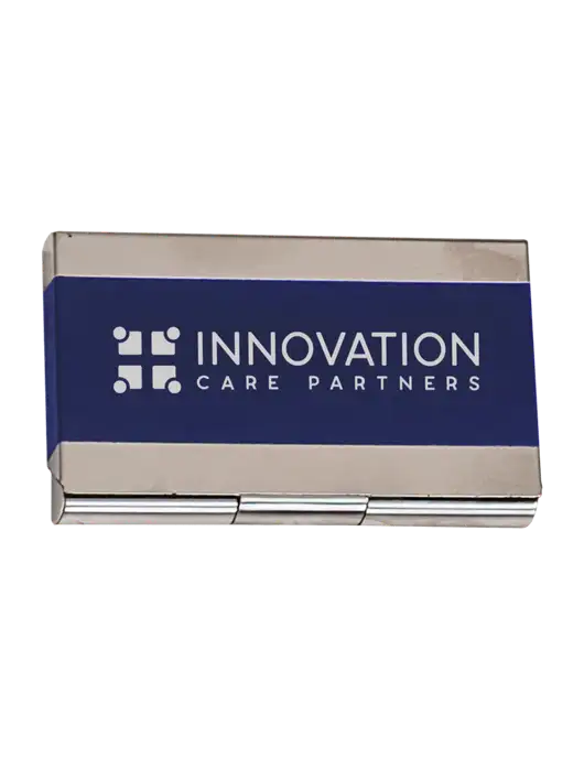 Blue 3.75 x 2.5 Business Card Holder w/Innovation Care Partners Logo
