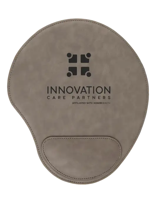 Gray Leatherette Mouse Pad w/Innovation Care Partners Logo