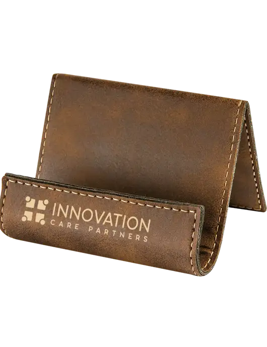 Rustic Leatherette Card & Phone Holder w/Innovation Care Partners Logo