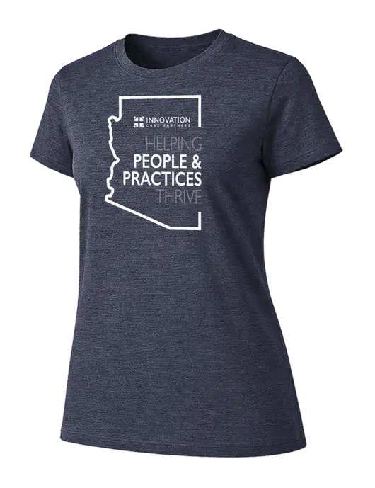 Womens Ring Spun Heather Navy 4.5 oz T-Shirt w/Helping People & Practices Logo
