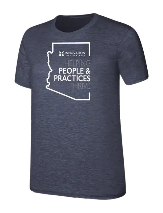Womens Ring Spun Heather Navy 4.5 oz T-Shirt w/Helping People & Practices Logo