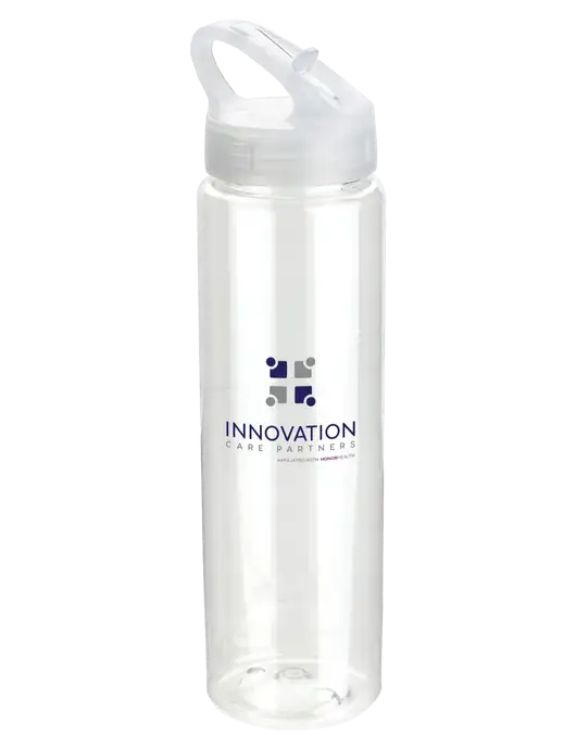 Buddy Clear 32 oz PET Bottle with Flip Lid w/Innovation Care Partners Logo